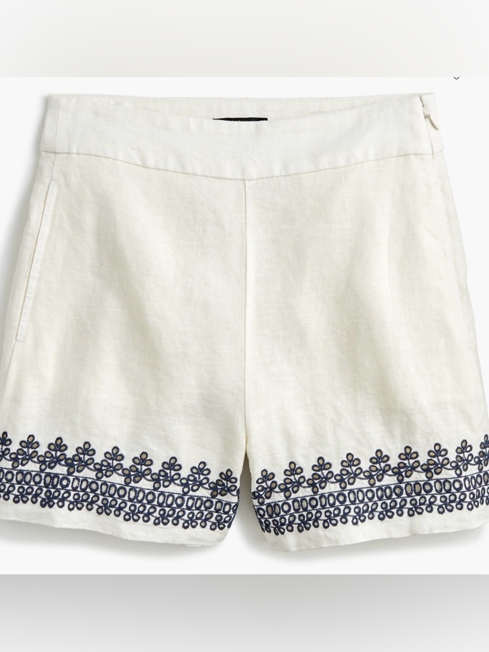 J. Crew Women's White Embroidered Linen Shorts size 0